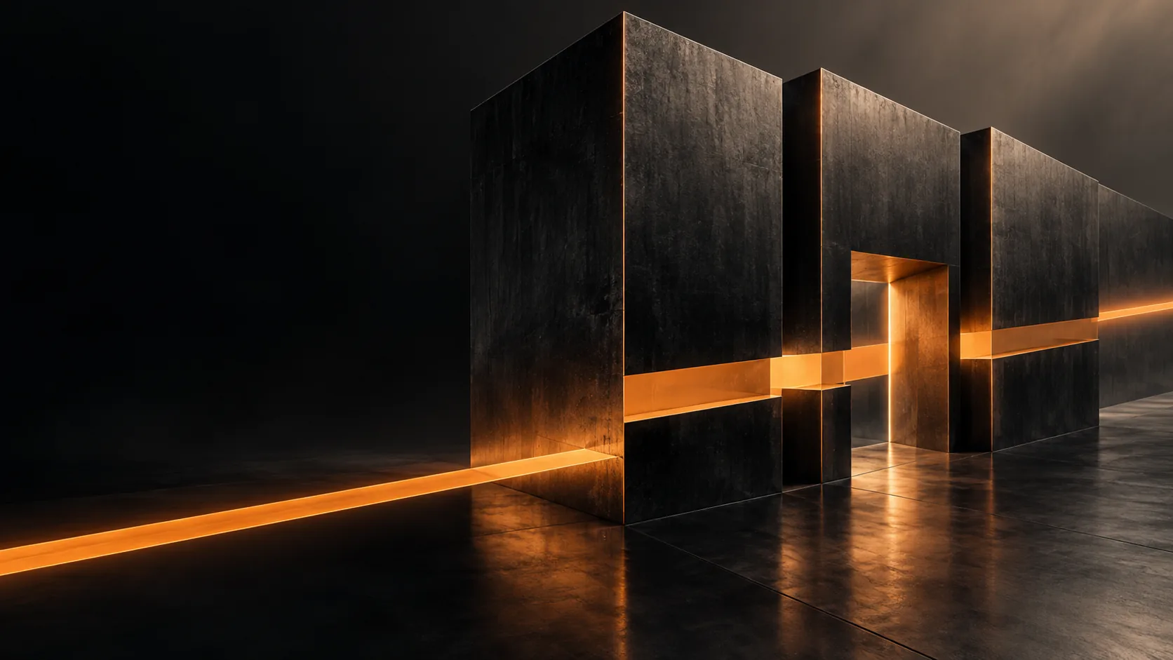 Un passage orange traverse des structures graphite et illustre le périmètre ciblé d’un pilote IA d’entreprise